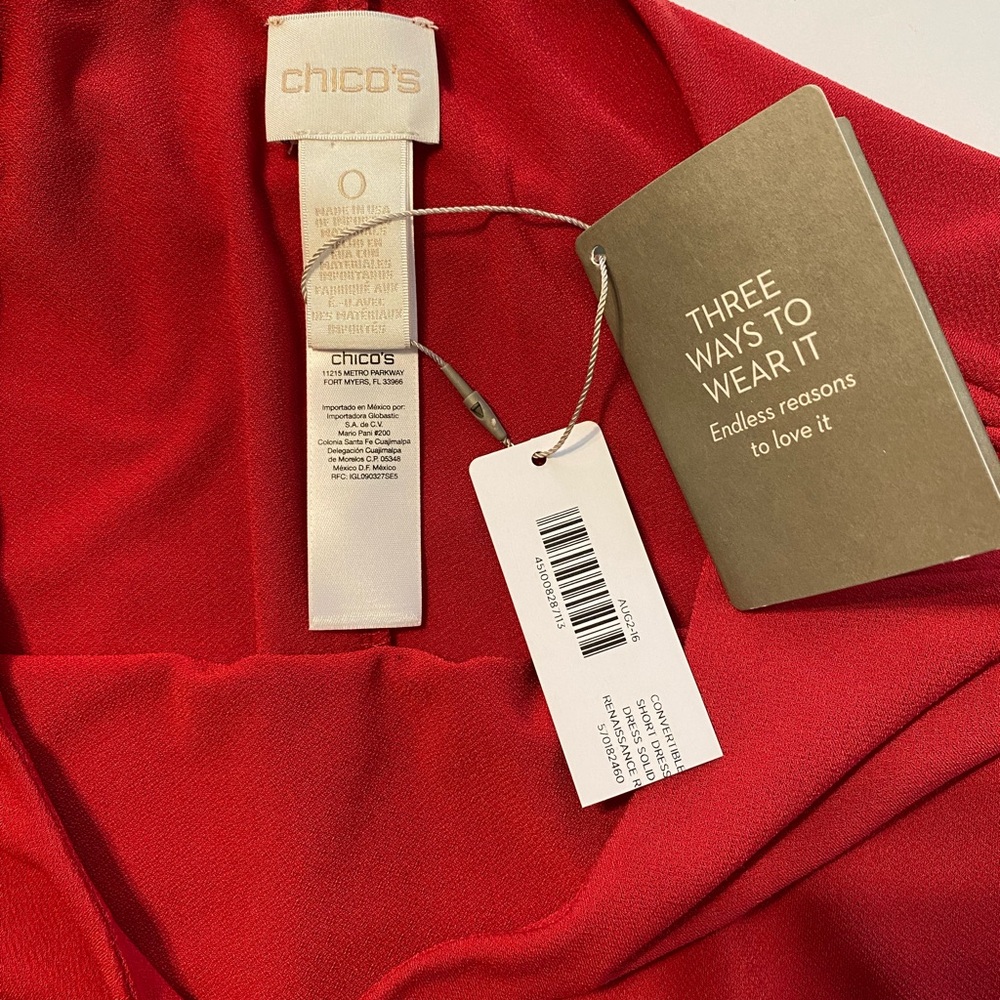 Chico's Convertible Dress Size S Red Classic Office Resort Travel Date Night - Picture 6 of 9